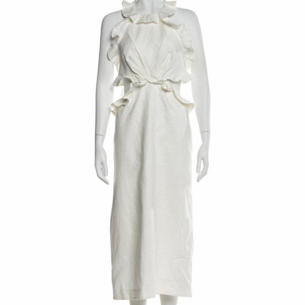 Zimmermann Ivory Backless Ruffle Dress
